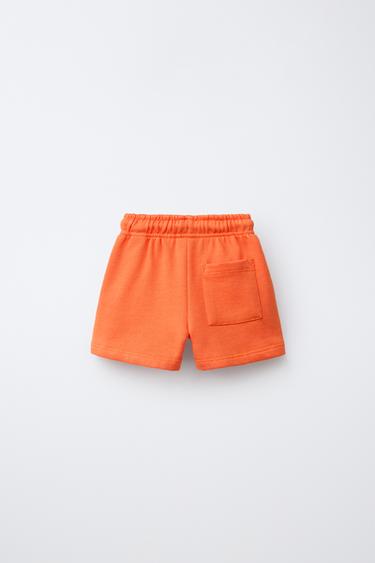 BASIC BERMUDA SHORTS WITH SLOGAN PRINT - Orange by Zara