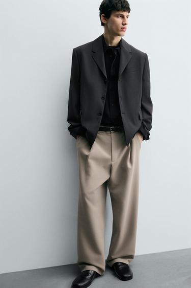 PANTALON RELAXED FIT À PLIS - Marron clair de Zara - Image 4