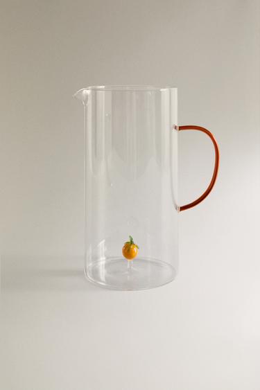 ORANGE GLASS JUG WITH HANDLE -  by Zara - Image 0
