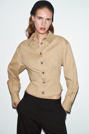 CAMISA ENTALLADA TACTO SUAVE - Tostado de Zara