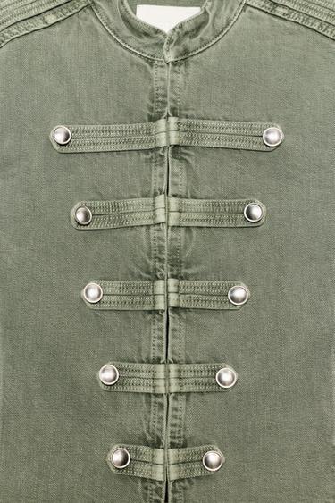 VESTE CINTREE À BOUTONS - Vert de Zara - Image 5