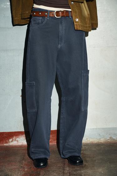 Zara TRF BAGGY BALLOON JEANS WITH POCKETS - Ink blue