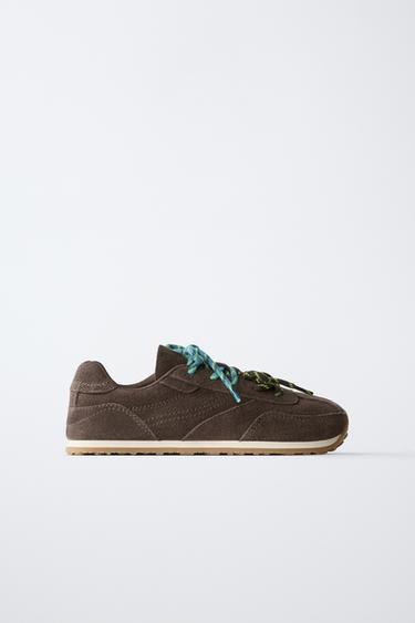 Zara LEATHER BAREFOOT SNEAKERS - Chocolate Brown