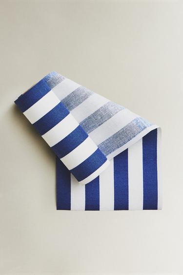 PACK OF STRIPED REUSABLE COTTON NAPKINS (PACK OF 20) - Синій/білий Zara