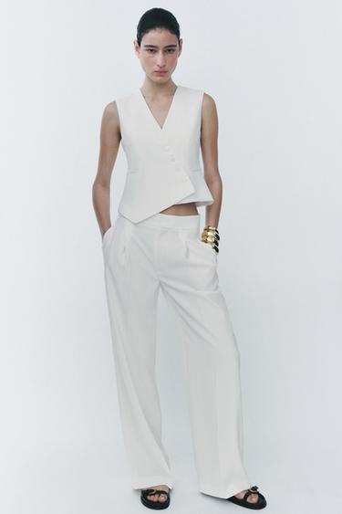 WEITE HOSE MIT BUNDFALTEN, ZW COLLECTION - Cremefarben von Zara