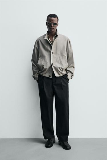 Zaras RUTIG JACKA RELAXED FIT MED TEXTUR - Grå