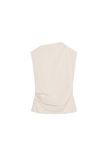 TOP EN COTON DRAPÉ - Écru de Zara