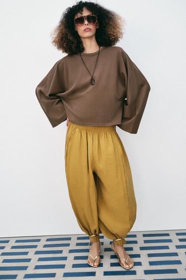 PANTALON BOUFFANT VOLUME - Moutarde de Zara