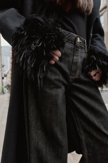 FAUX FUR JEWEL MITTENS - Black by Zara - Image 2