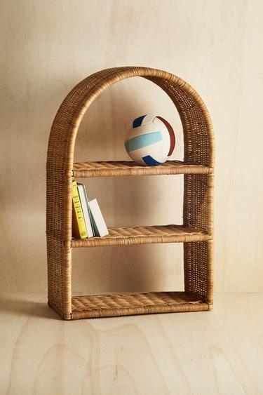 KIDS' OVAL RATTAN SHELVING UNIT - Light beige by Zara