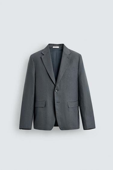 BLAZER TRAJE 100% LINO - Azul / Gris de Zara