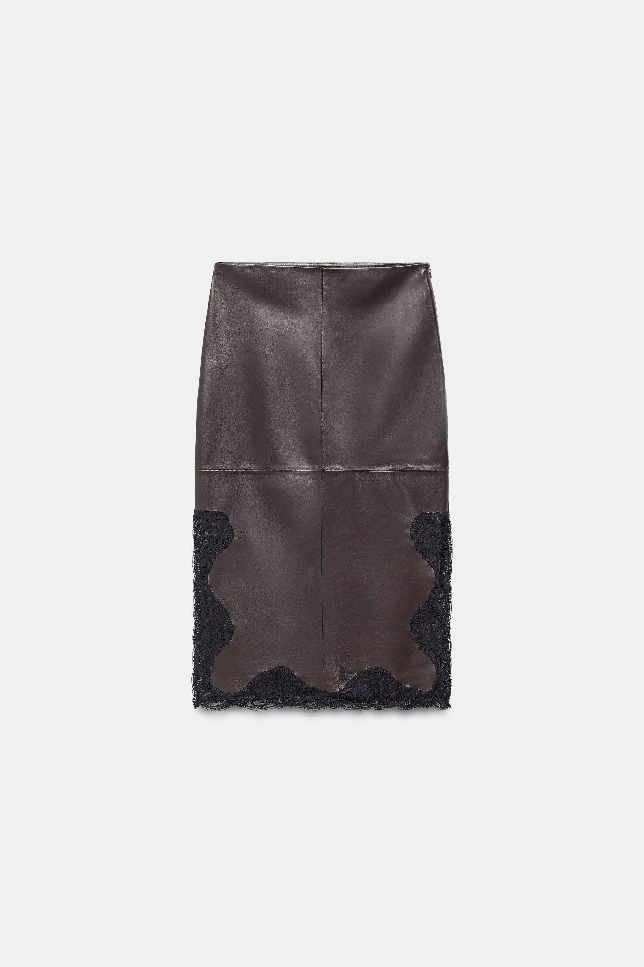 100% LEATHER LACE SKIRT ZW COLLECTION LIMITED EDITION