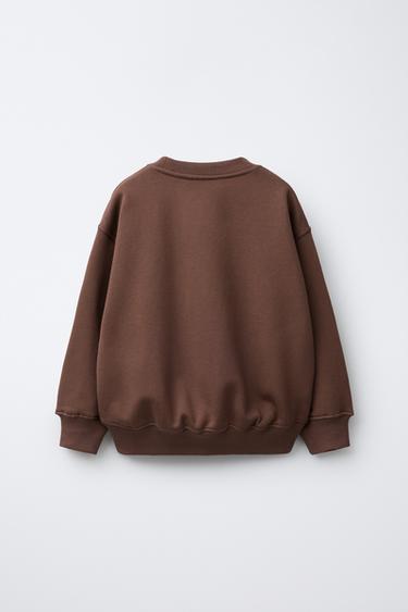 SLOGAN SWEATSHIRT WITH BOW DETAIL - Brown by Zara - Image 1