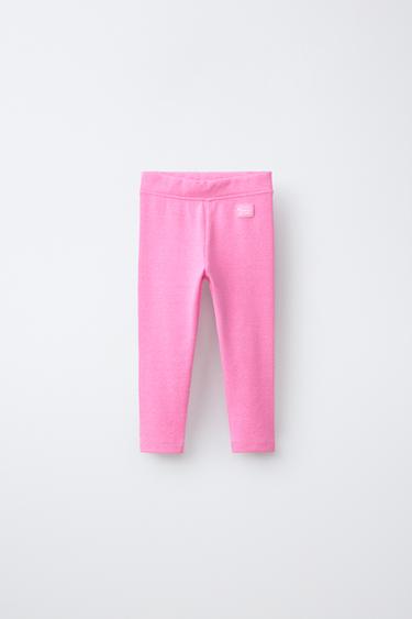 LEGGING CÔTELÉ À ÉTIQUETTE - Rose fluo de Zara