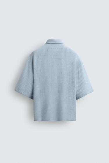 CHEMISE RELAXED FIT TEXTURÉE - Bleu ciel de Zara - Image 6