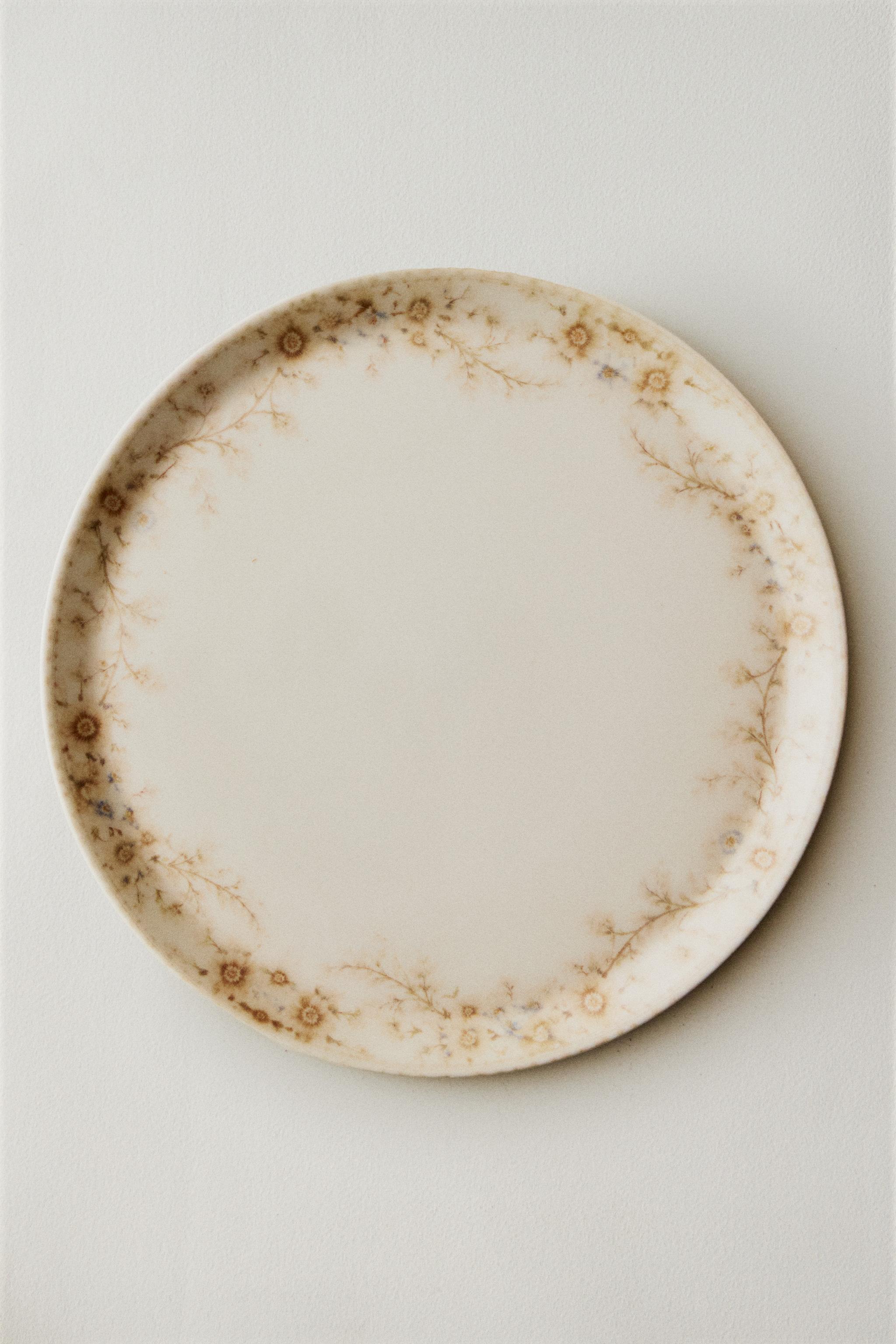 ASSIETTE PLATE GRÈS GARDÉNIAS