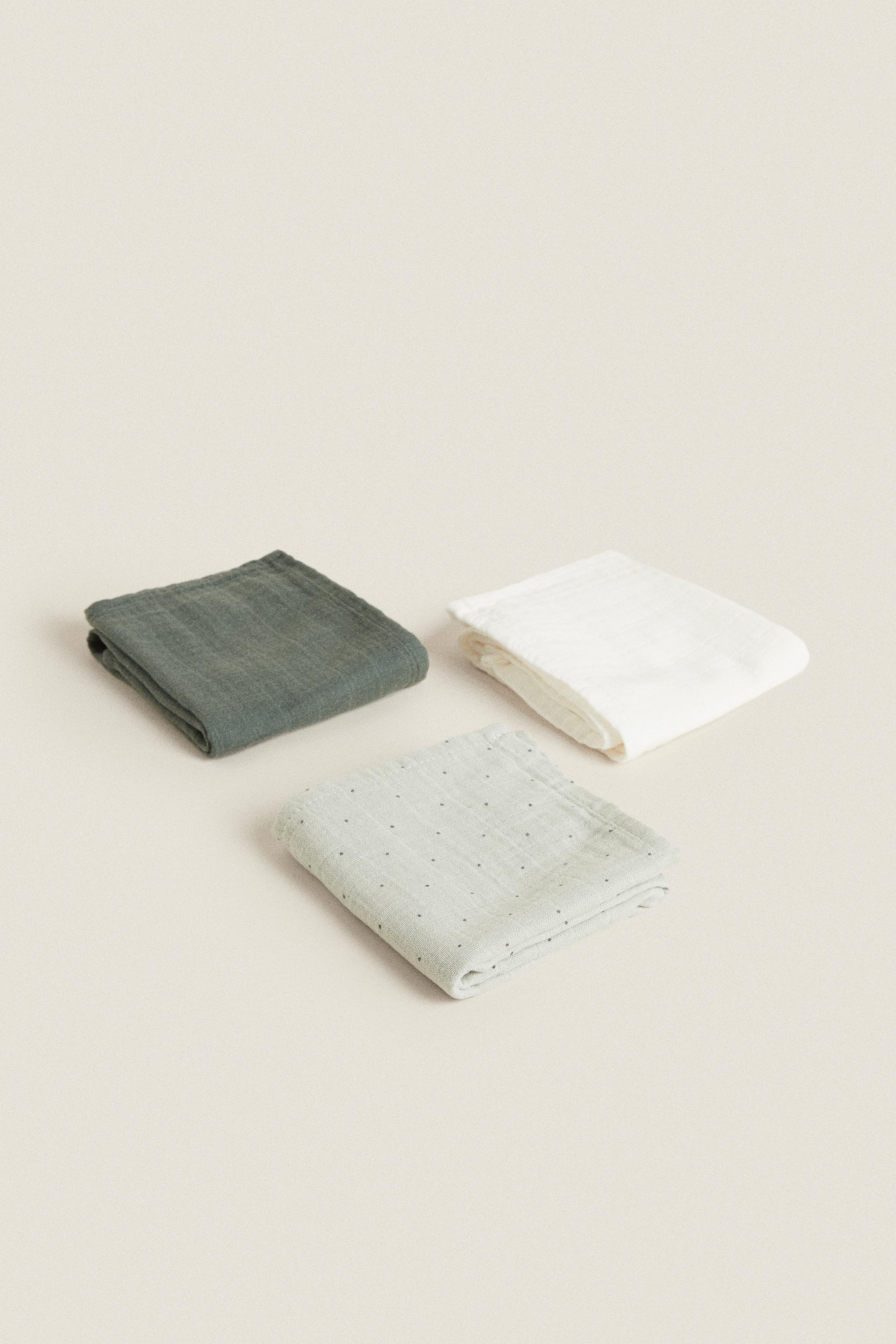 Zara SET OF MULTICOLORED BABY MUSLIN CLOTHS (SET OF 3) — фото 3