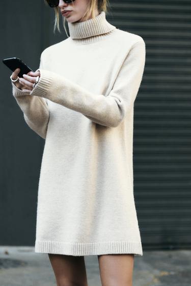 SHORT PLAIN KNIT DRESS - Ecru by Zara