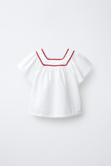 TOP TEXTURÉ AVEC ONDULINE - Blanc cassé de Zara - Image 1