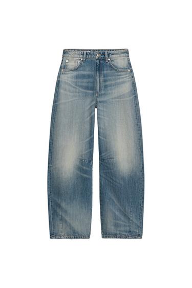 JEAN TRF BAGGY BALLOON TAILLE MOYENNE - Bleu de Zara