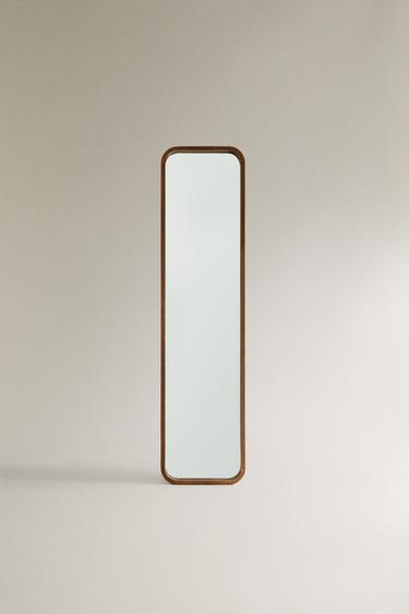 ROUND FULL LENGTH MIRROR WITH FRAME - Brown by Zara