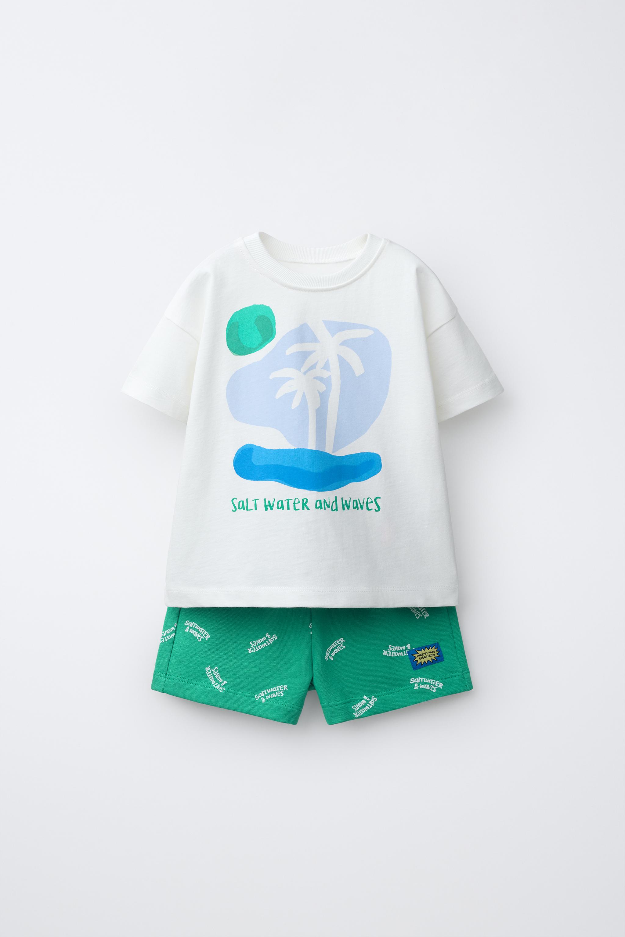 1.5-6 YEARS / PALM TREE PRINT PYJAMAS — Green