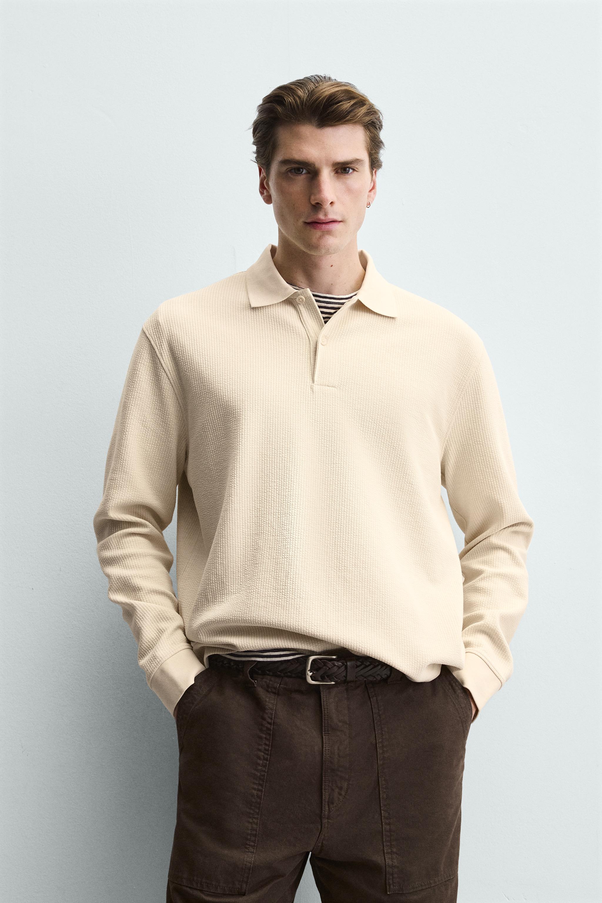 STRIPED TEXTURED POLO SHIRT