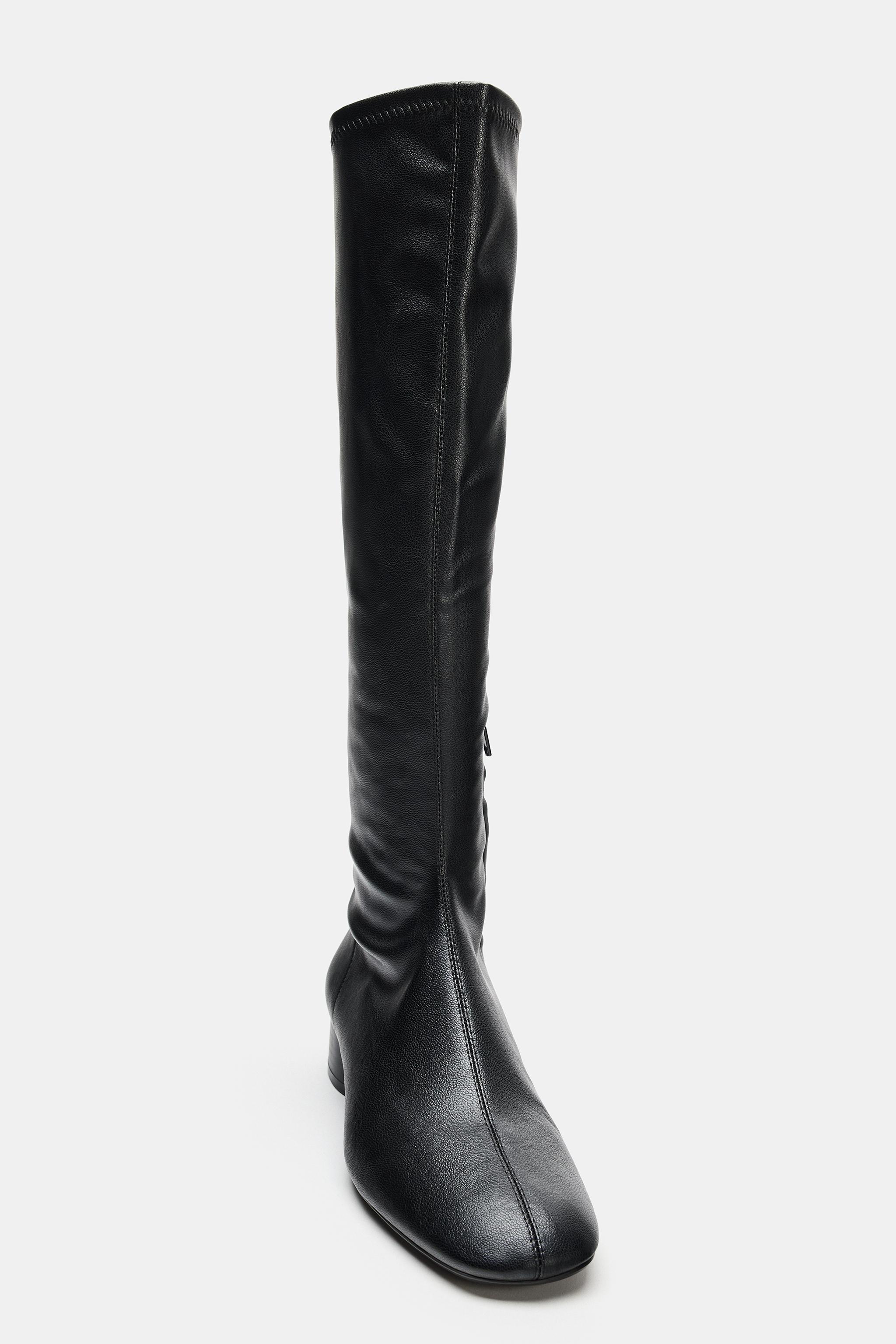 ストレッチフラットニーハイブーツ - ブラック | ZARA Japan / 日本