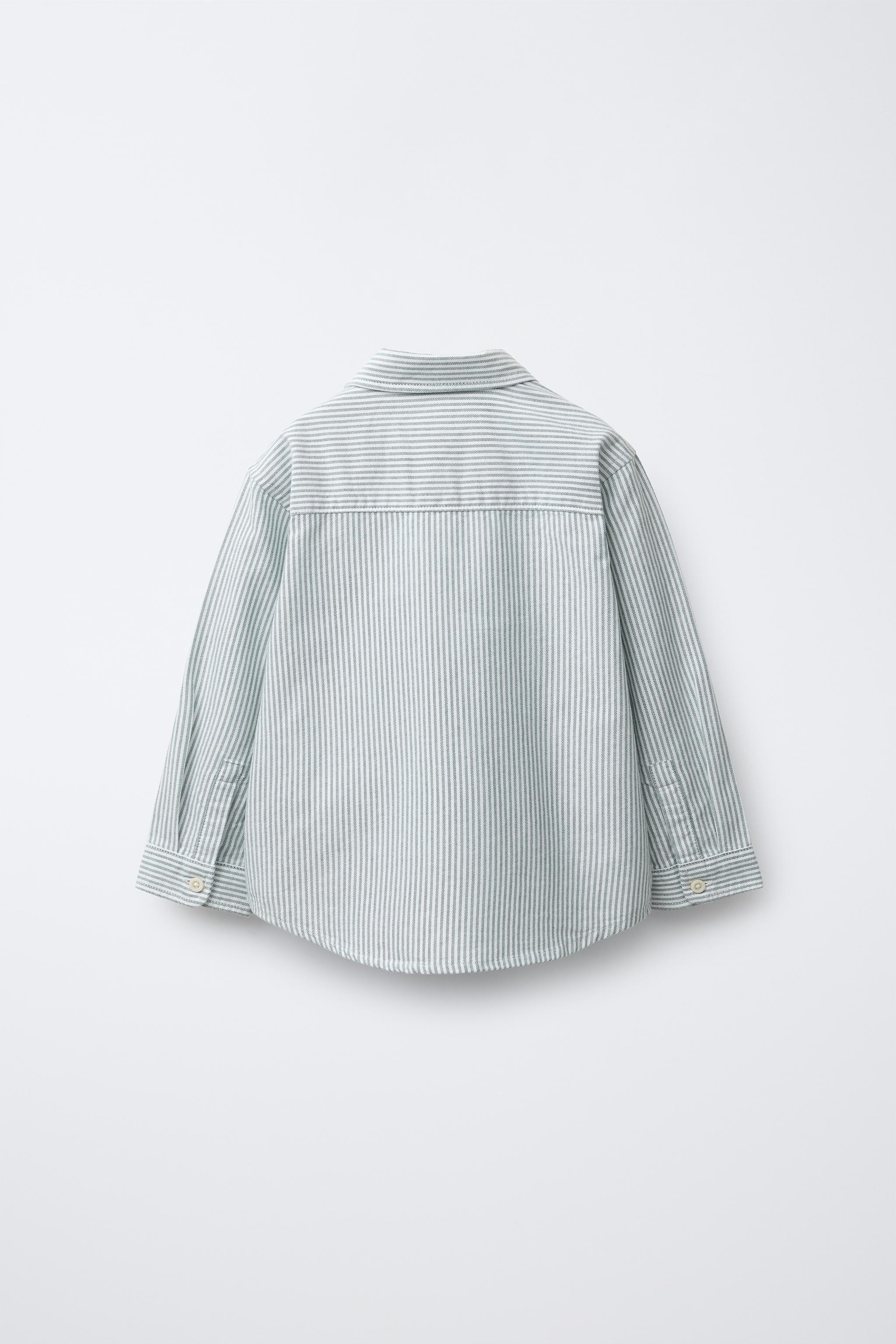 EMBROIDERED TEXT STRIPED SHIRT