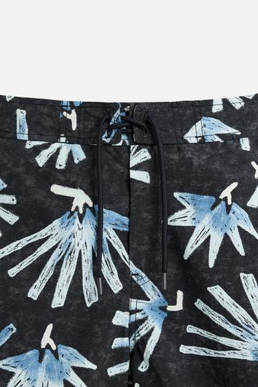 MAILLOT DE BAIN LONG À IMPRIMÉ FLORAL - Bleu marine de Zara - Image 2