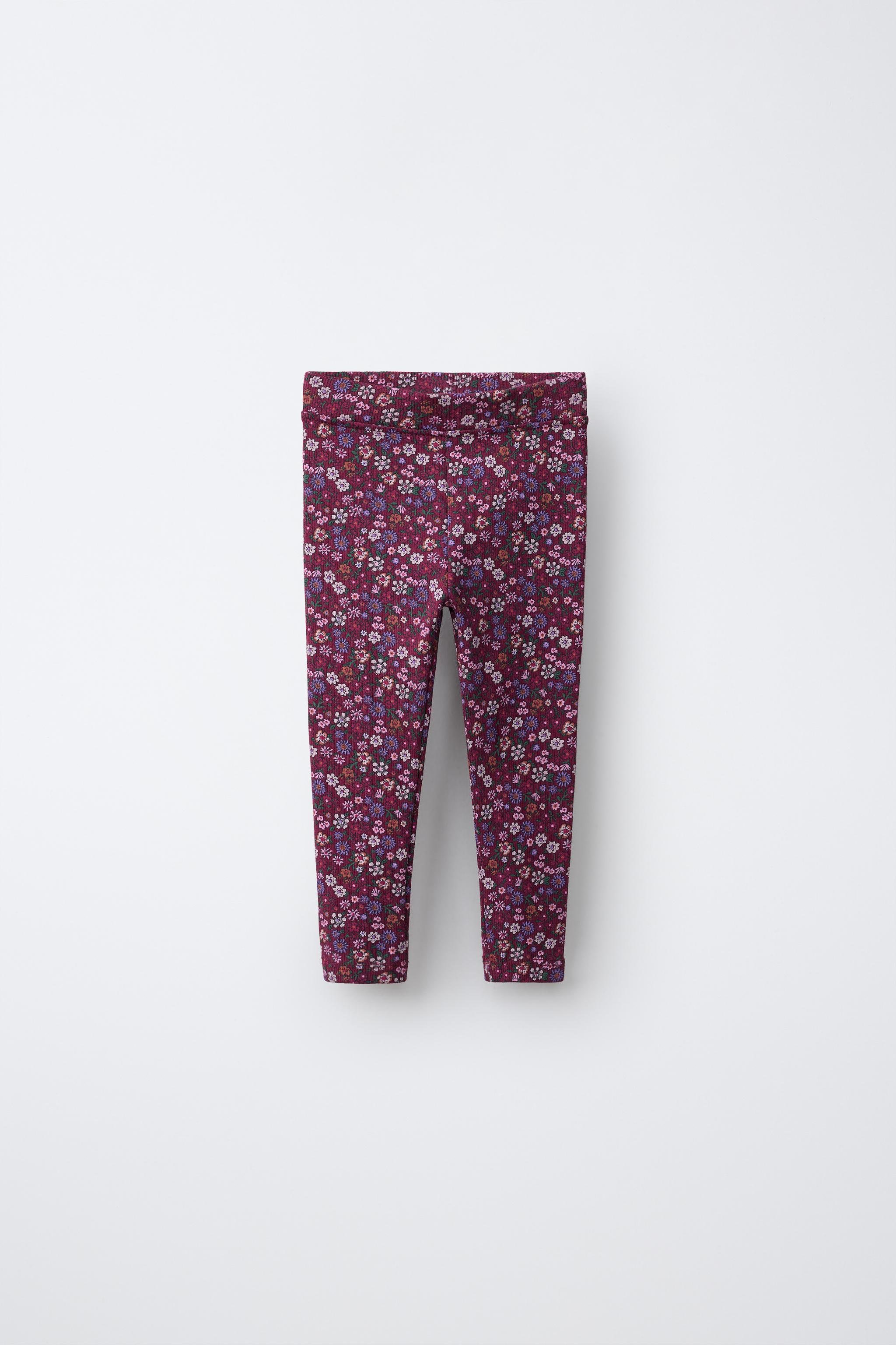 RIB KNIT FLORAL LEGGINGS