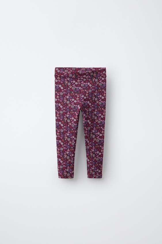 LEGGINGS DE CANALÉ AMB FLORS - Bordeus fosc de Zara - Imatge 0