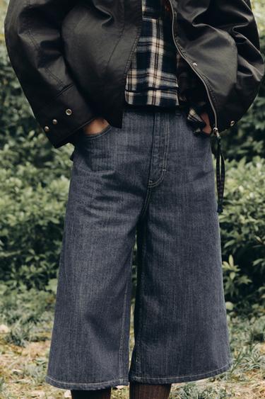 TRF MID-WAIST DENIM JORTS BERMUDA SHORTS - Dark indigo by Zara