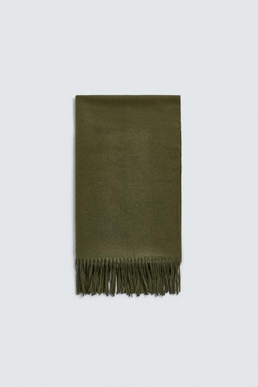 FRINGED SCARF - Khaki by Zara