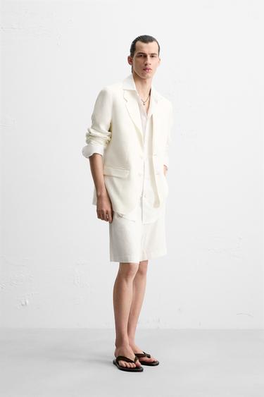 BLAZER DE COSTUME 100 % LIN - Blanc de Zara - Image 3