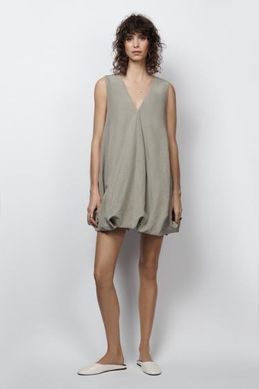 VESTIDO ABULLONADO ZW COLLECTION LIMITED EDITION - Gris de Zara