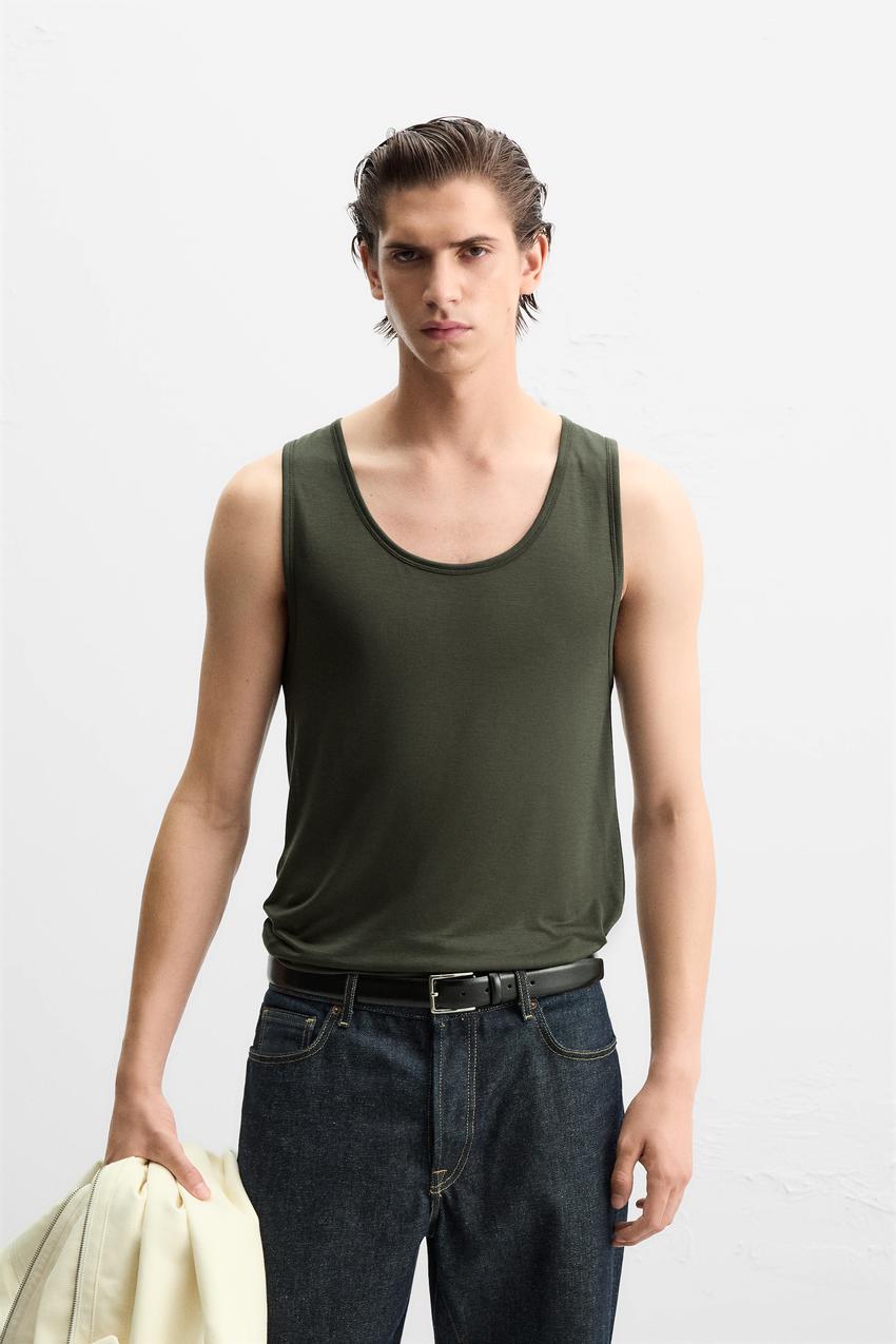 LYOCELL TANK TOP - Dark bottle green | ZARA United States