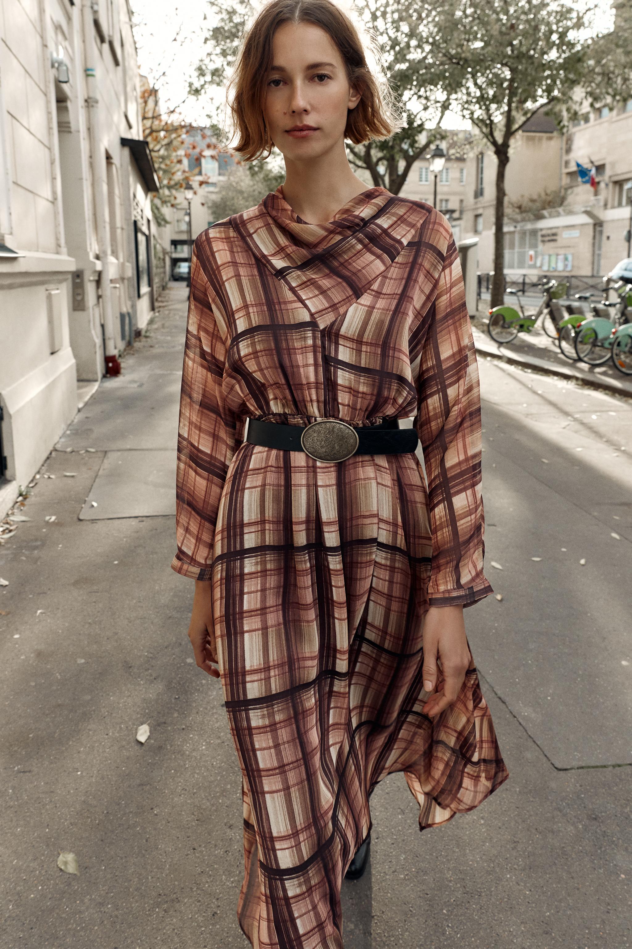 PLAID MIDI DRESS