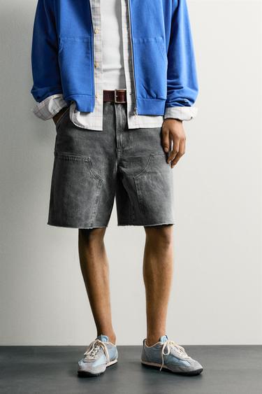 Zara RELAXED FIT CARPENTER SHORTS - Dark gray