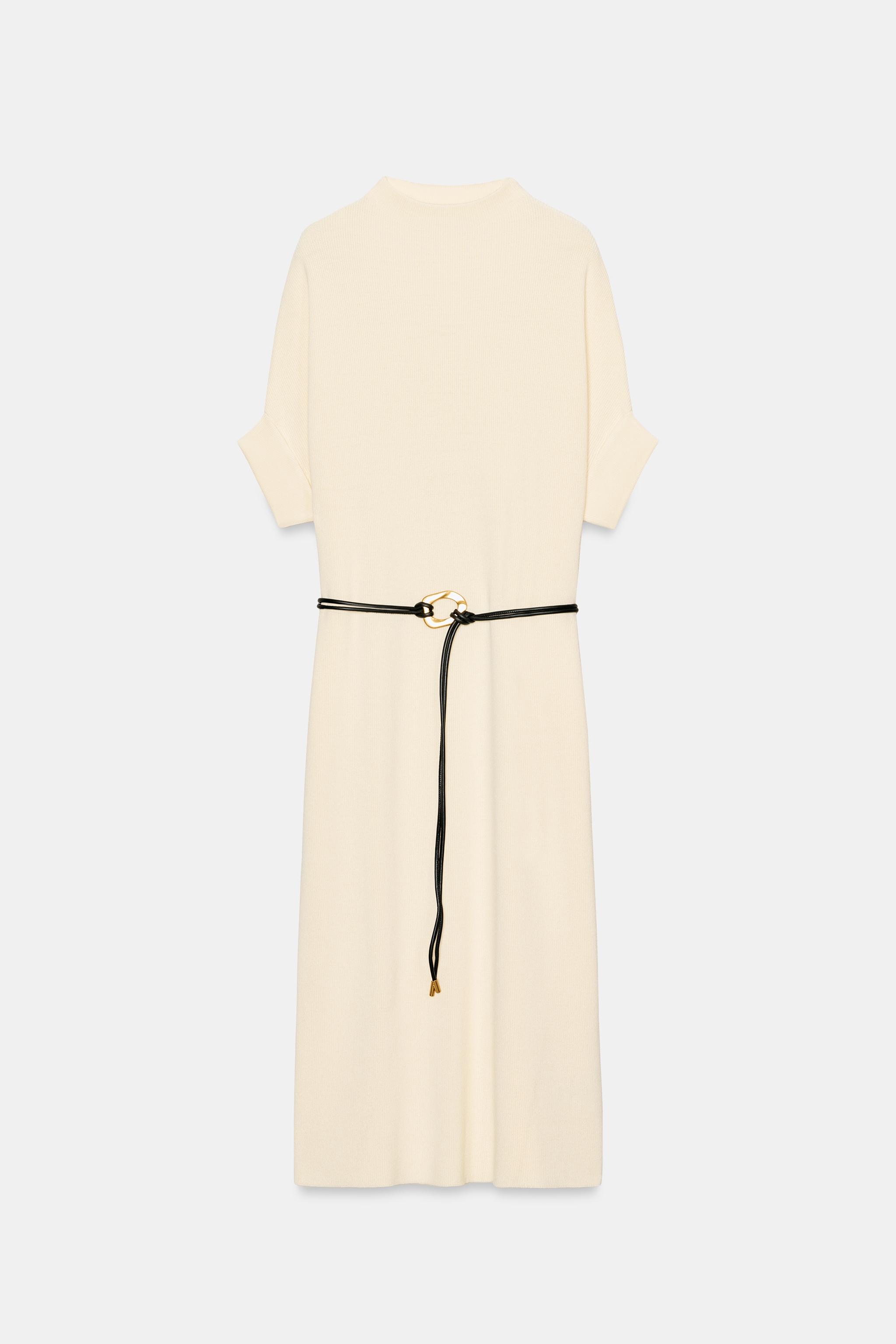 KNIT BELTED DRESS - Mink | ZARA United States