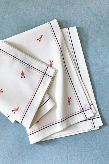 Zara SET OF LOBSTER COTTON KITCHEN TOWELS (SET OF 2) - Blue