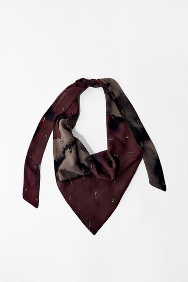 Zara BEADED PRINT BANDANA - Multicolored