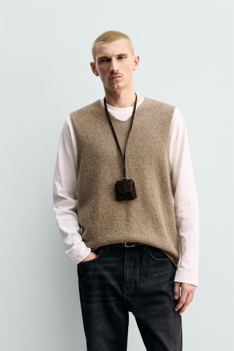 ZARA ORIGINS FLECKED KNIT VEST