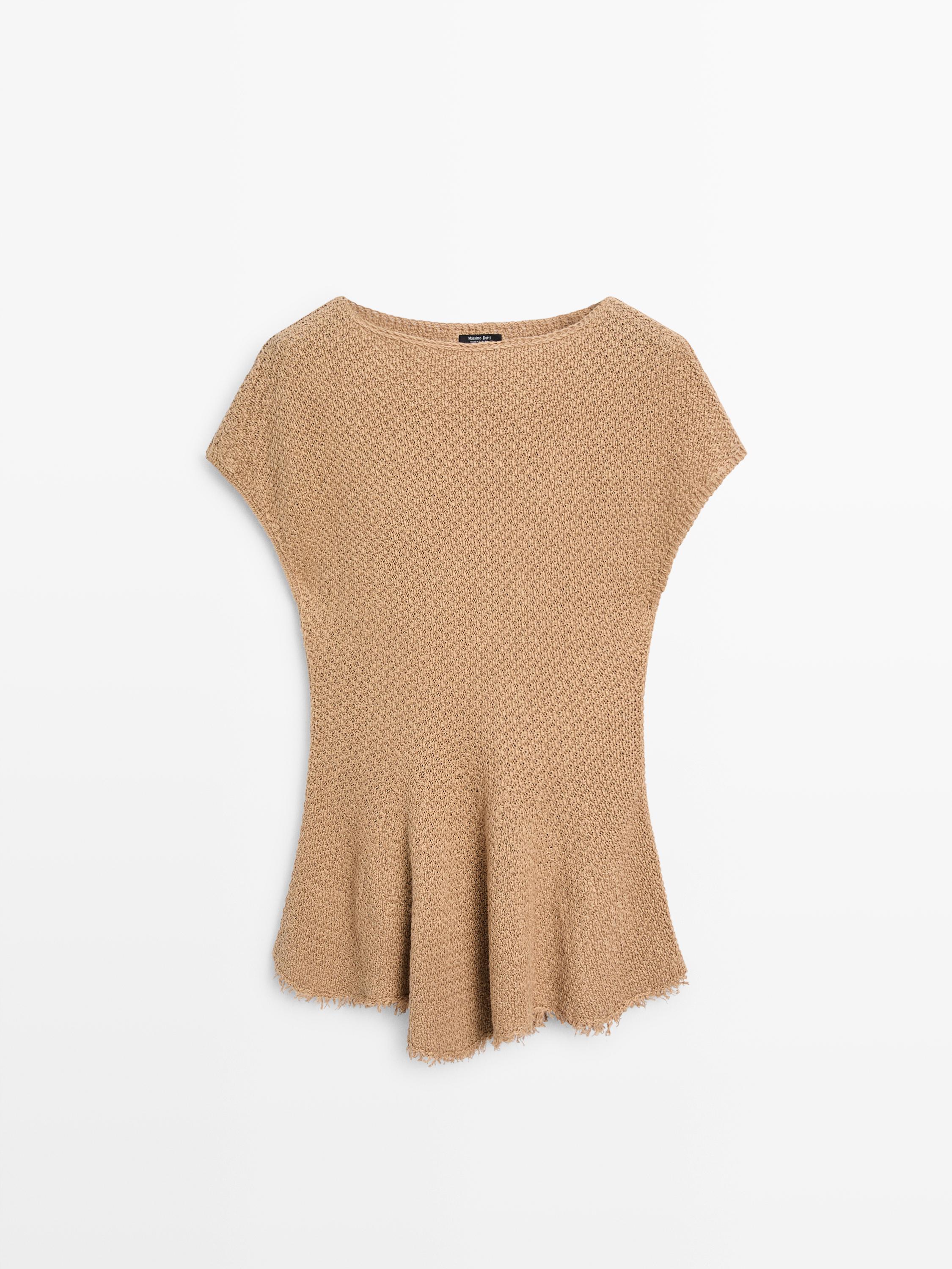Frayed 100% linen top