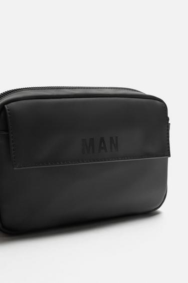Zara RUBBERIZED CROSSBODY BAG - Black