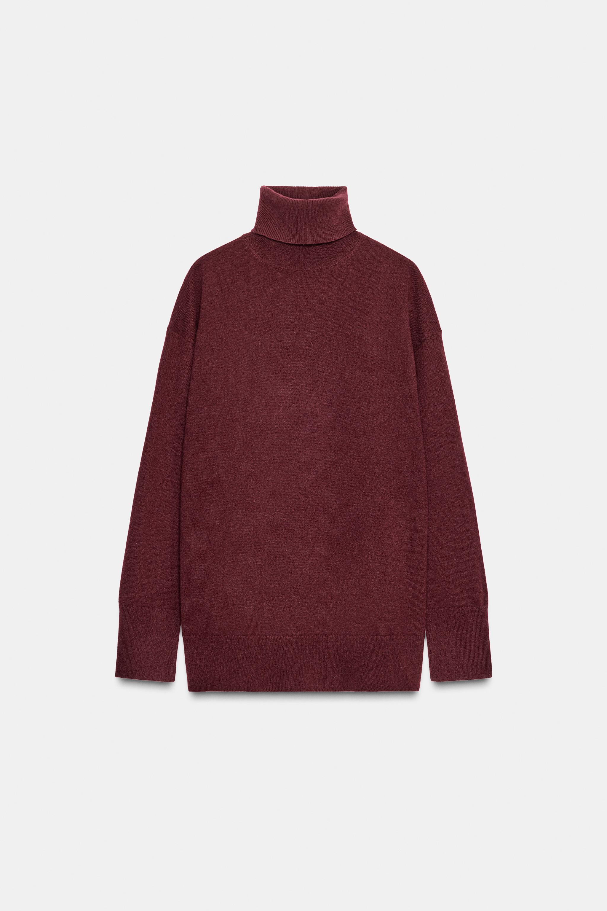 100% WOOL OVERSIZED HIGH COLLAR JUMPER - Maroon | ZARA United States