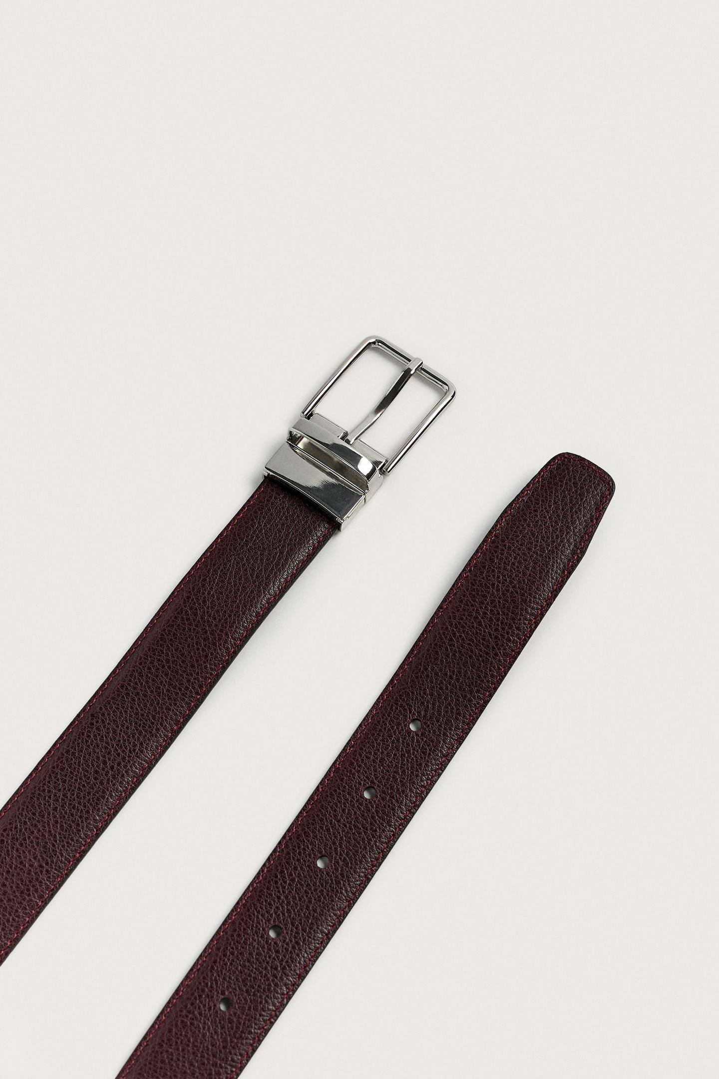 Мужской ремень Zara Reversible Leather Belt, цвет: Чёрный — фото 7
