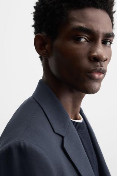 BLAZER DE TERNO COM LÃ - Azul / Aço da Zara