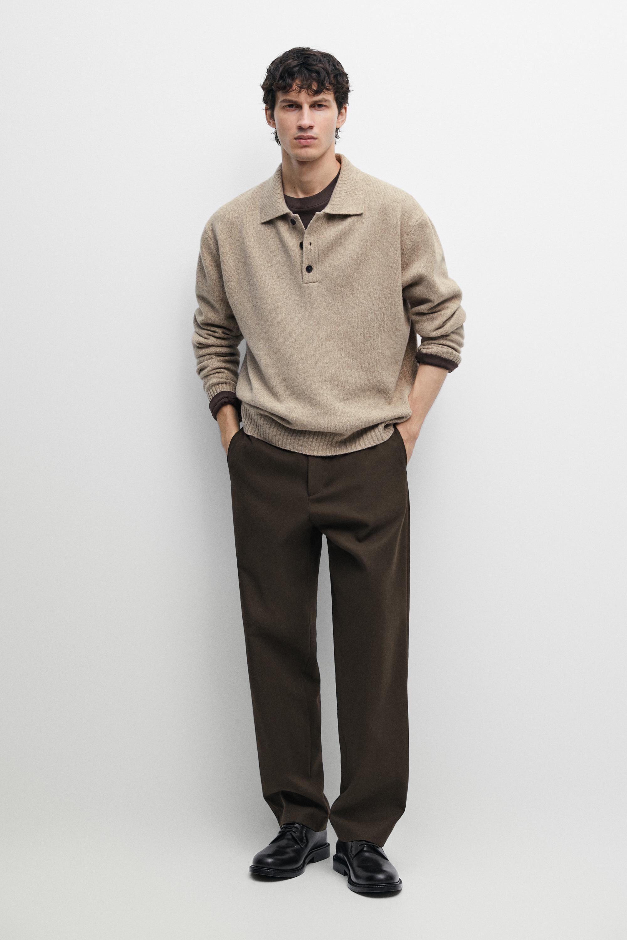 100% wool knit polo sweater