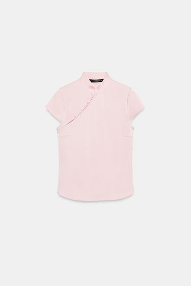 TOP SATINÉ À BOUTONS LATÉRAUX - Rose craie de Zara - Image 5